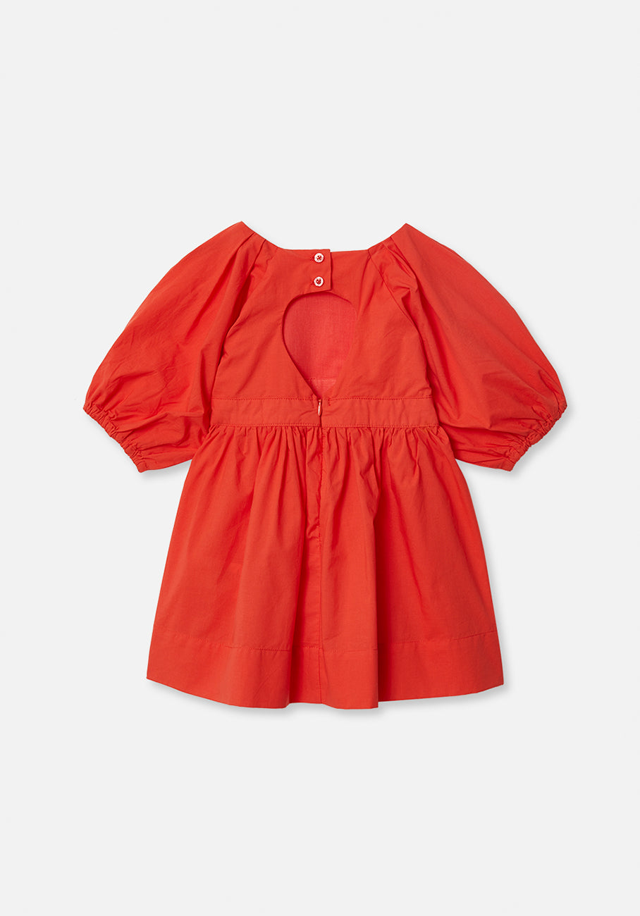 Miann &amp; Co Baby - Keyhole Puff Sleeve Dress - Tomato