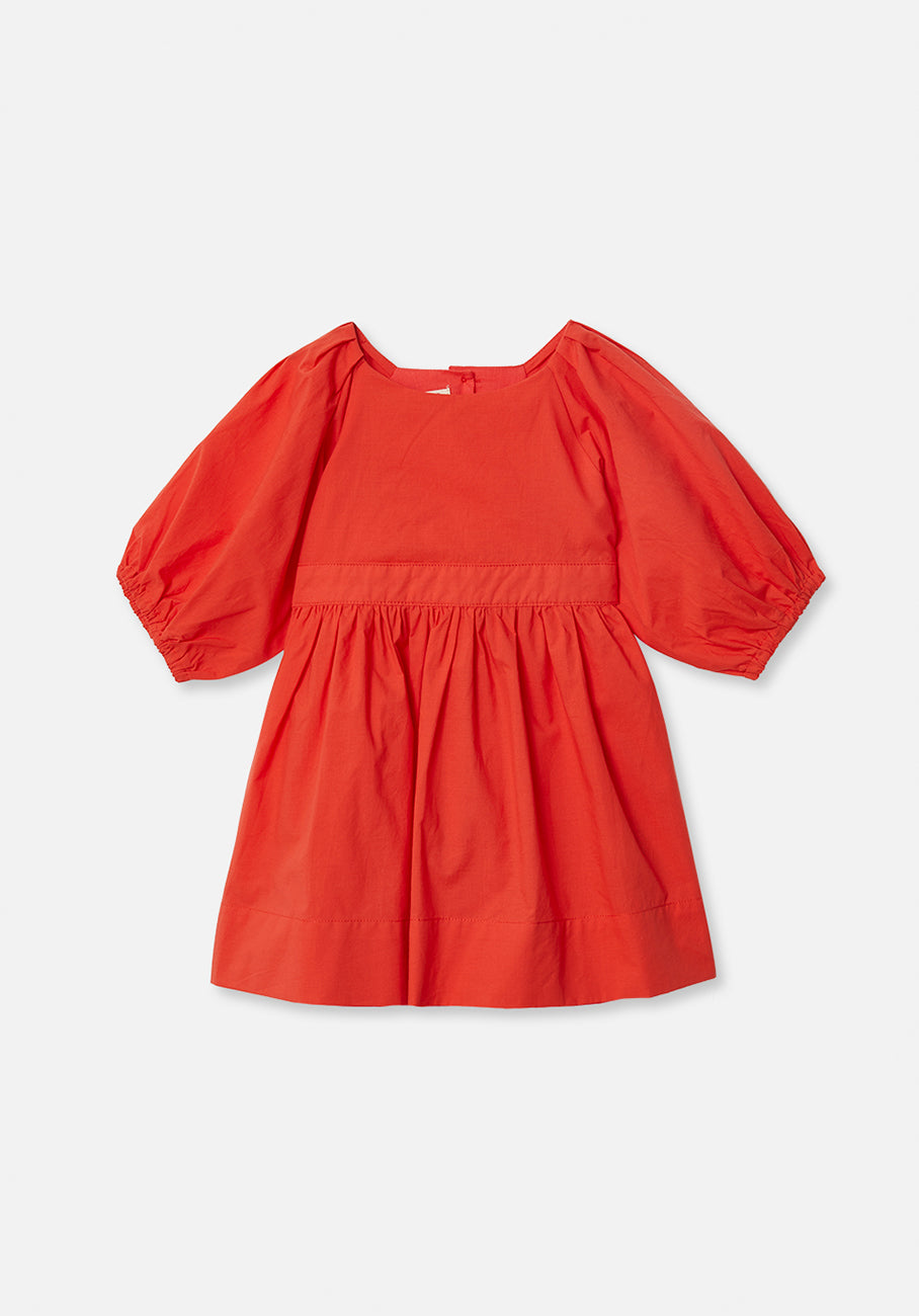 Miann &amp; Co Baby - Keyhole Puff Sleeve Dress - Tomato