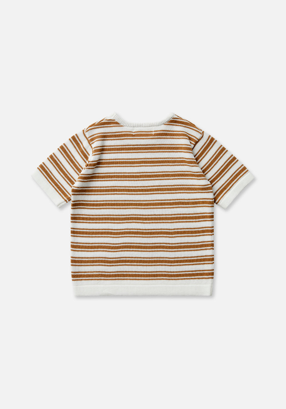 Miann &amp; Co Baby - Boxy Knit T-Shirt - Caramel Stripe