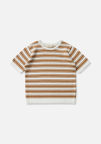 Miann & Co Baby - Boxy Knit T-Shirt - Caramel Stripe