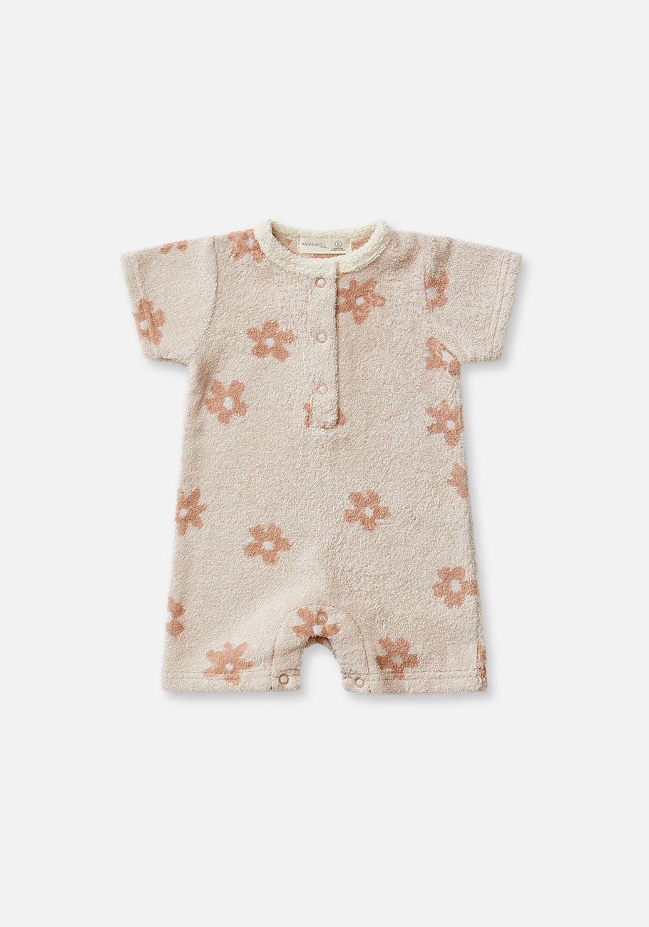 Miann &amp; Co Baby - Terry Towelling Short Sleeve Boiler Suit - Daisy Chain