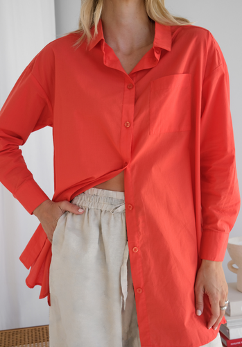 Miann & Co Womens - Bowie Long Sleeve Shirt - Tomato