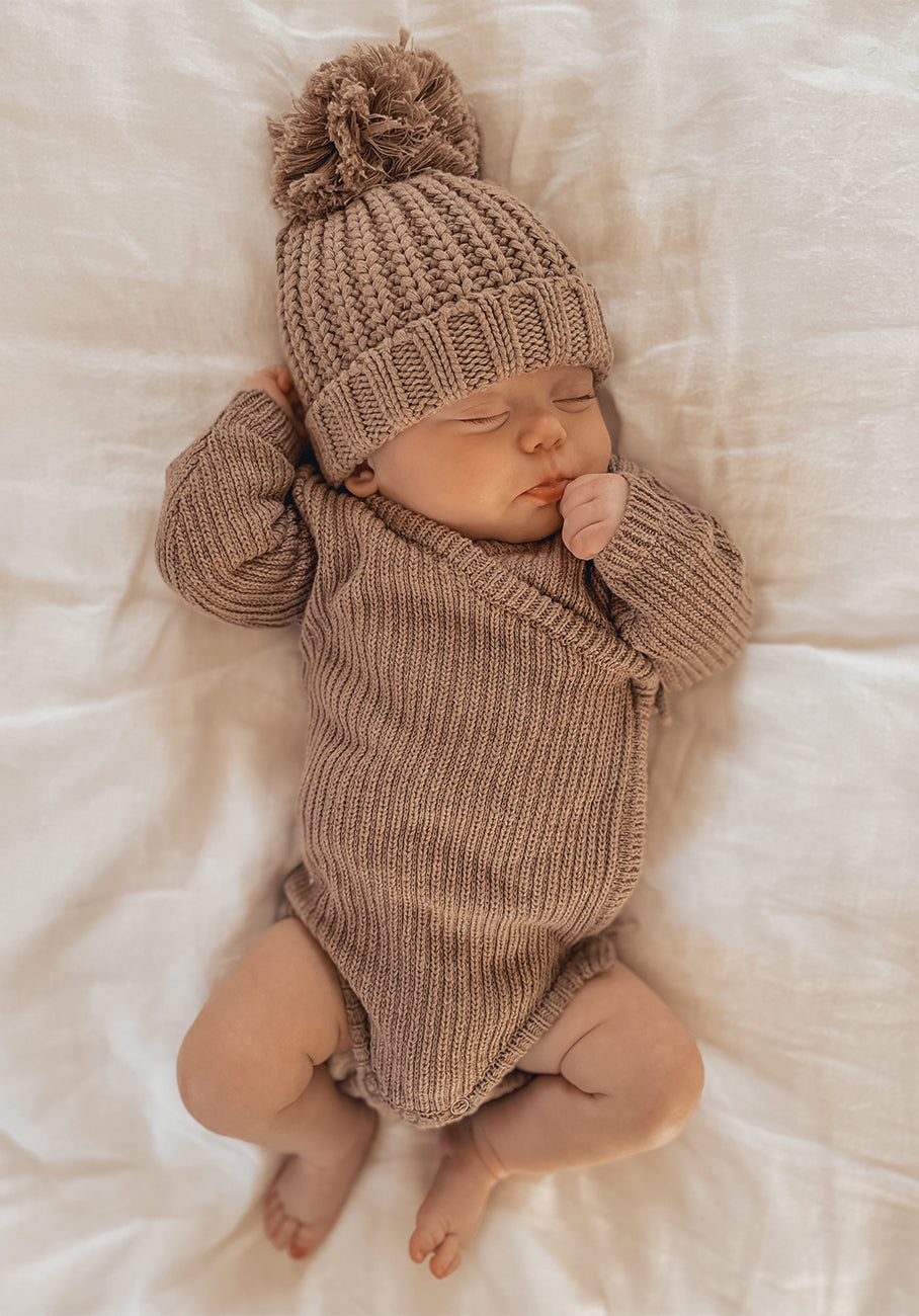 Miann &amp; Co Baby - Knit Wrap Bodysuit - Oatmeal