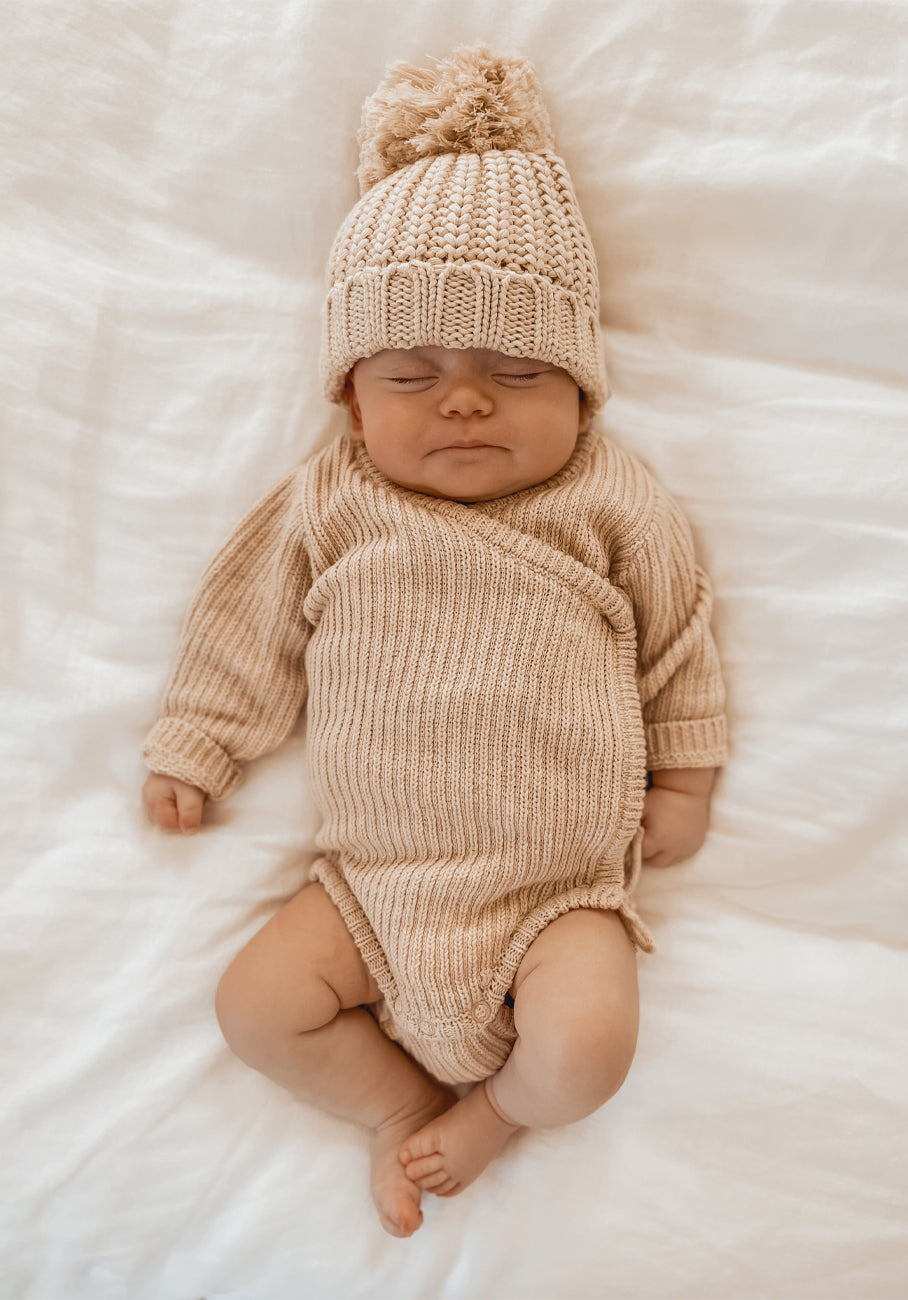 Miann &amp; Co Baby - Knit Wrap Bodysuit - Truffle