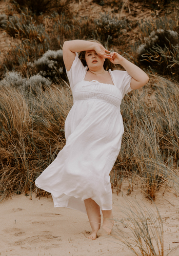 Miann & Co Womens - Ruby Puff Sleeve Milkmaid Dress - Shell