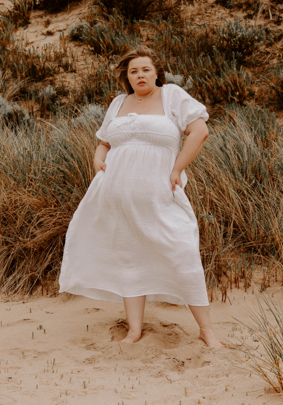 Miann &amp; Co Womens - Ruby Puff Sleeve Milkmaid Dress - Shell