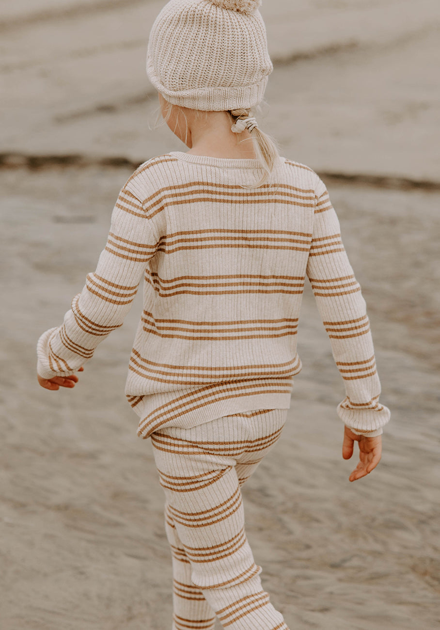 Miann &amp; Co Kids - Texture Rib Long Sleeve Tee - Truffle Stripe