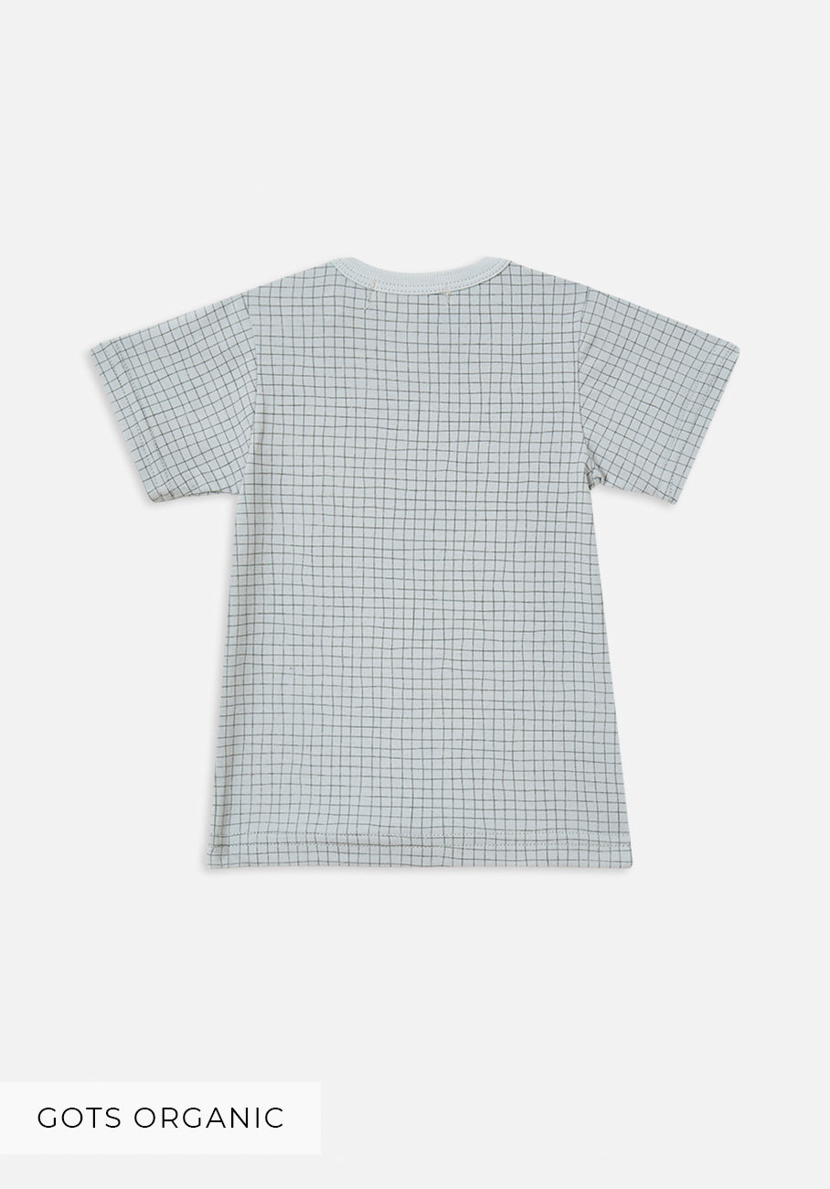 Miann &amp; Co Baby - Organic Cotton Baby Basics - Short Sleeve T-Shirt - Ocean Grid