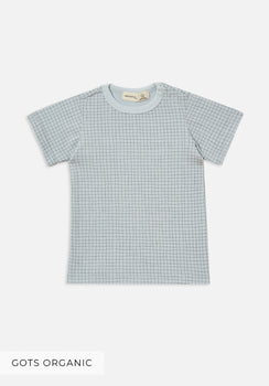 Miann & Co Baby - Organic Cotton Baby Basics - Short Sleeve T-Shirt - Ocean Grid