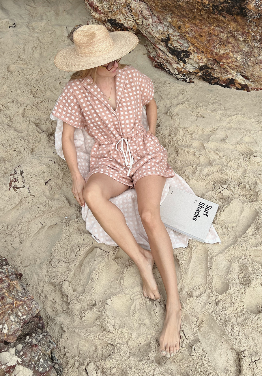 Miann &amp; Co - Beach Towel - Pink Tint Check