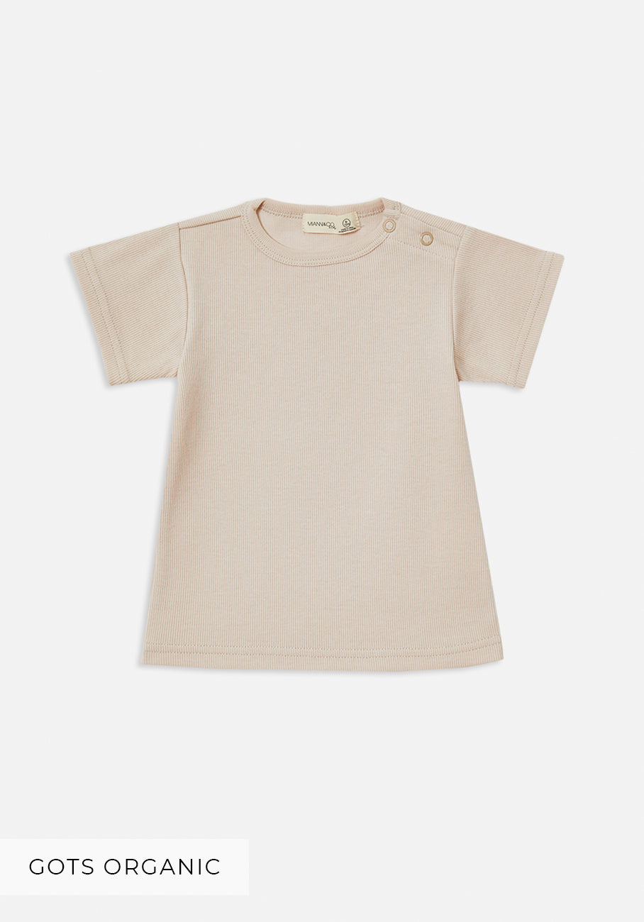 Miann &amp; Co Baby - Organic Cotton Baby Basics - Short Sleeve T-Shirt - Pink Tint Rib