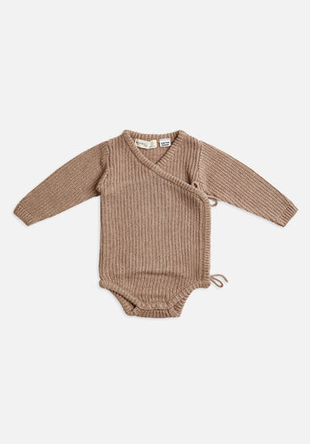 Miann & Co Baby - Knit Wrap Bodysuit - Taupe