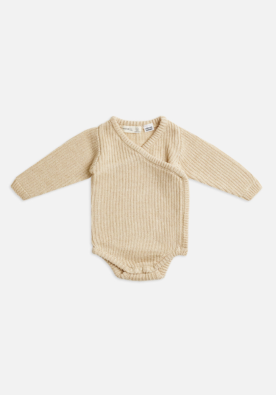 Miann &amp; Co Baby - Knit Wrap Bodysuit - Truffle