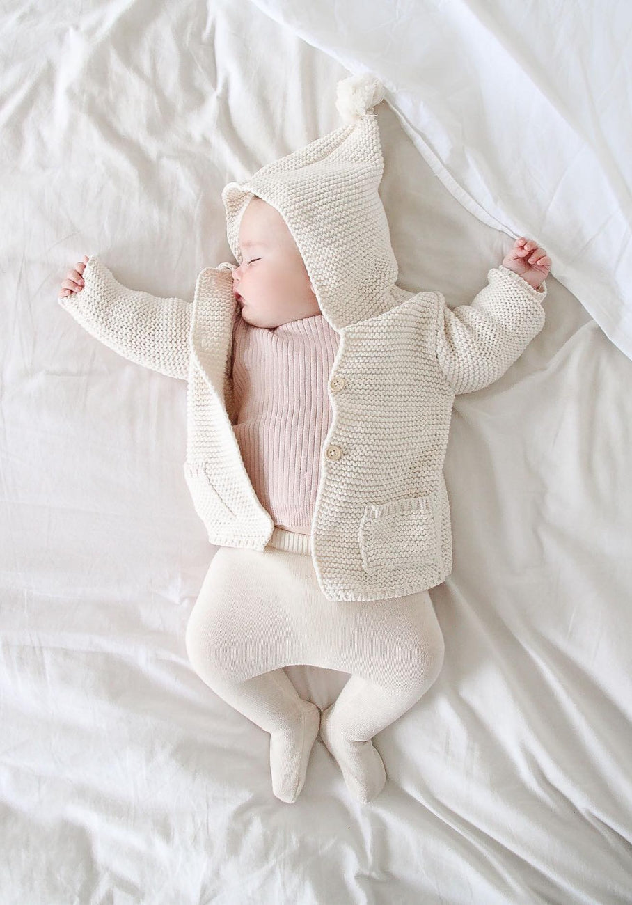 Miann &amp; Co Baby - Hooded Bobble Knit Cardigan - Frost