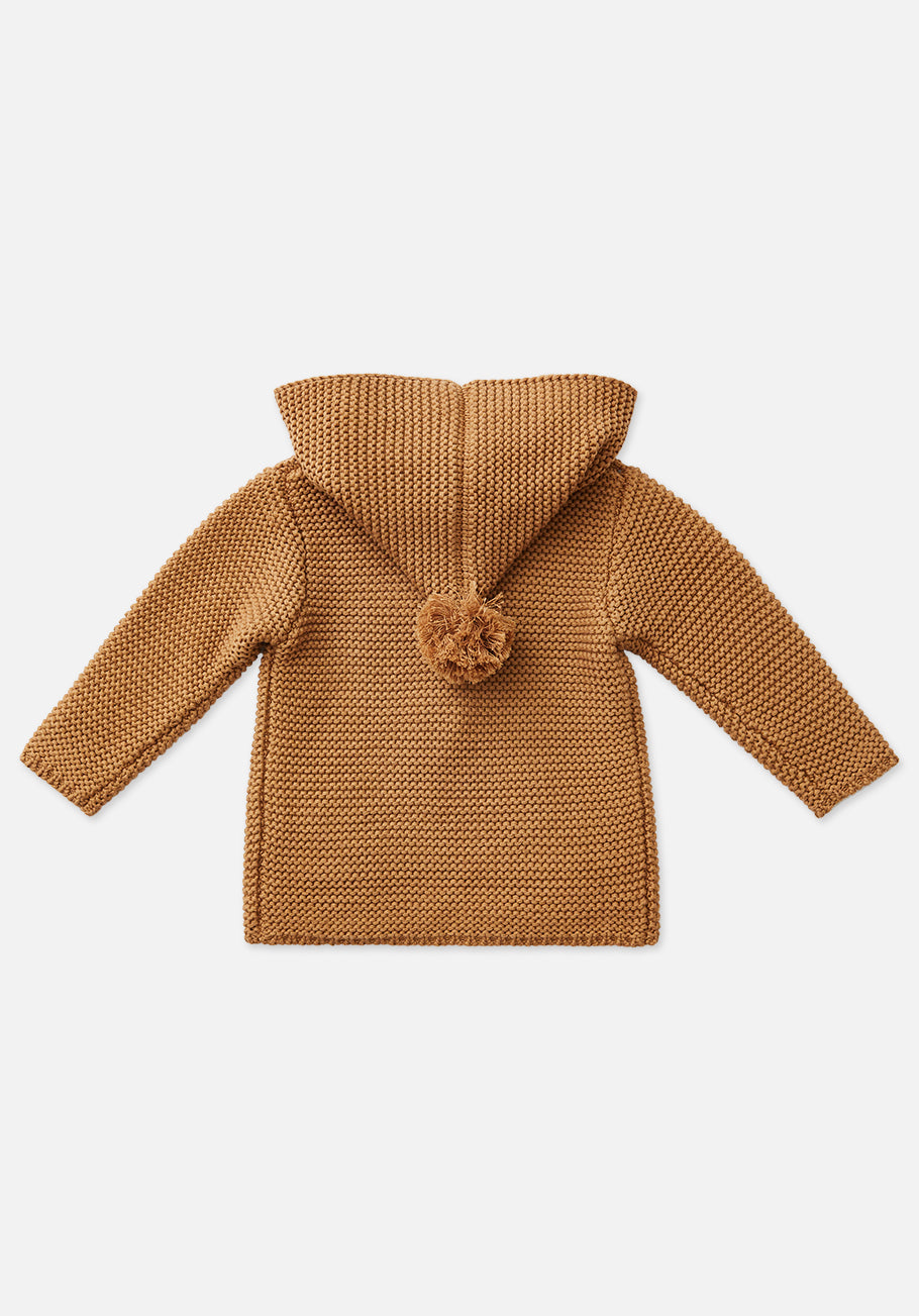 Miann &amp; Co Baby - Hooded Bobble Knit Cardigan - Caramel