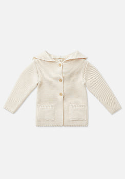 Miann & Co Baby - Hooded Bobble Knit Cardigan - Frost