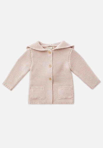Miann & Co Baby - Hooded Bobble Knit Cardigan - Ballet Pink