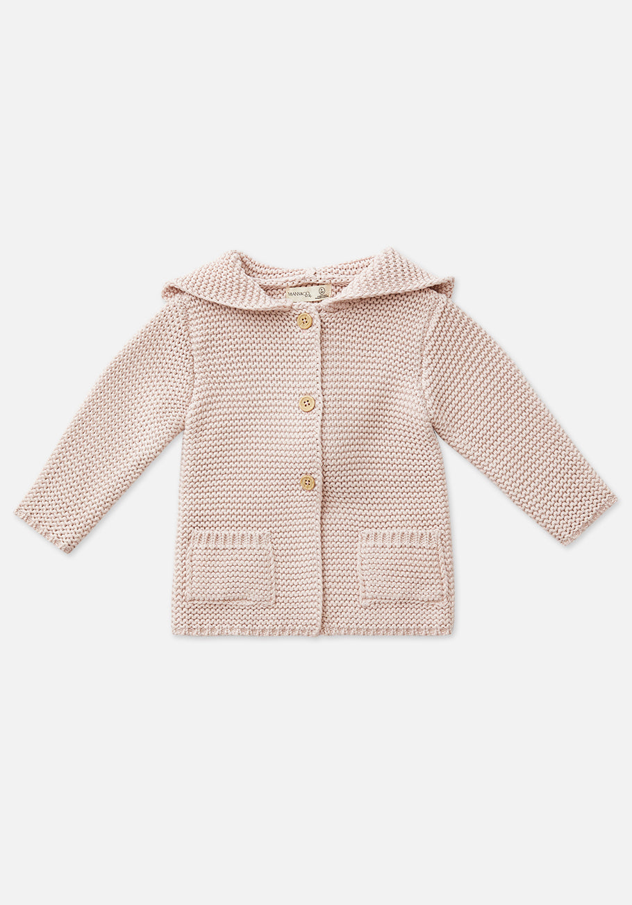 Miann &amp; Co Baby - Hooded Bobble Knit Cardigan - Ballet Pink