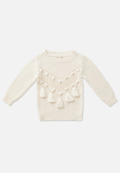 Miann & Co Baby - Knitted Tassel Jumper - Frost