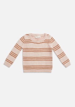 Miann & Co Kids - Texture Rib Long Sleeve Tee - Pink Tint Stripe