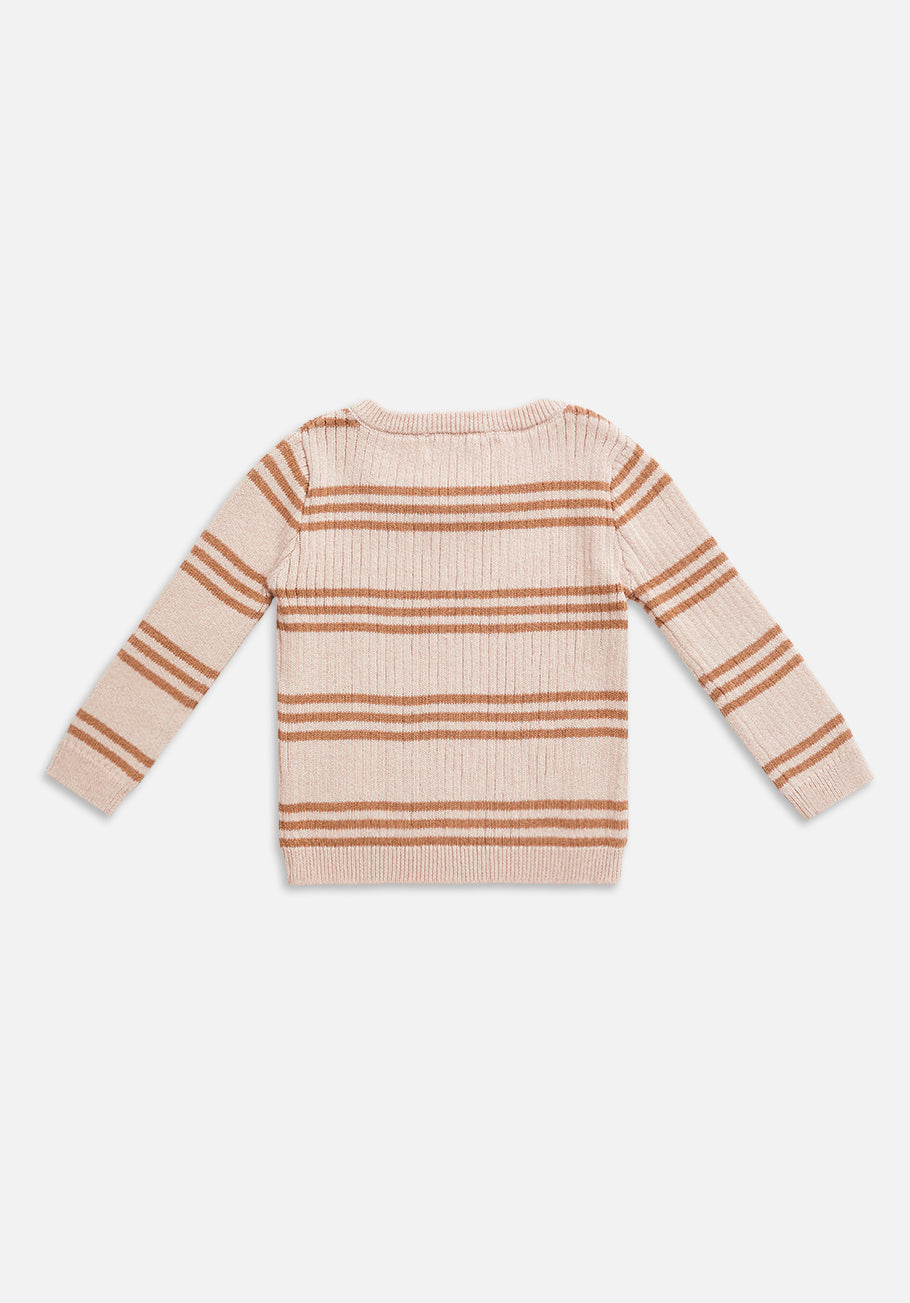 Miann &amp; Co Kids - Texture Rib Long Sleeve Tee - Pink Tint Stripe