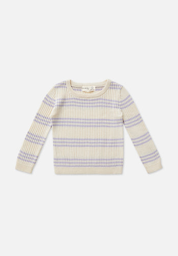 Miann & Co Kids - Texture Rib Long Sleeve Tee - Lavender Stripe
