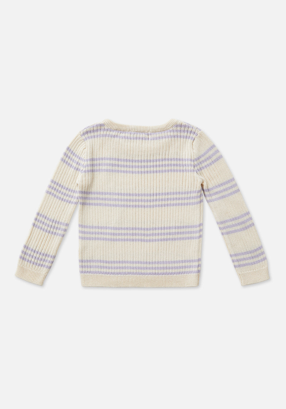 Miann &amp; Co Baby - Texture Rib Long Sleeve Tee - Lavender Stripe