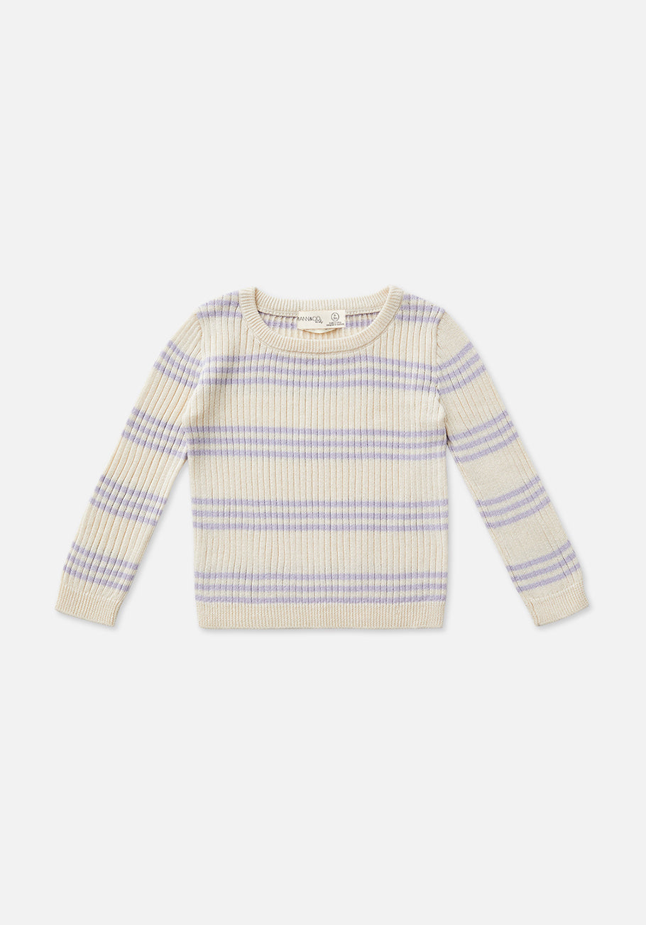 Miann &amp; Co Baby - Texture Rib Long Sleeve Tee - Lavender Stripe