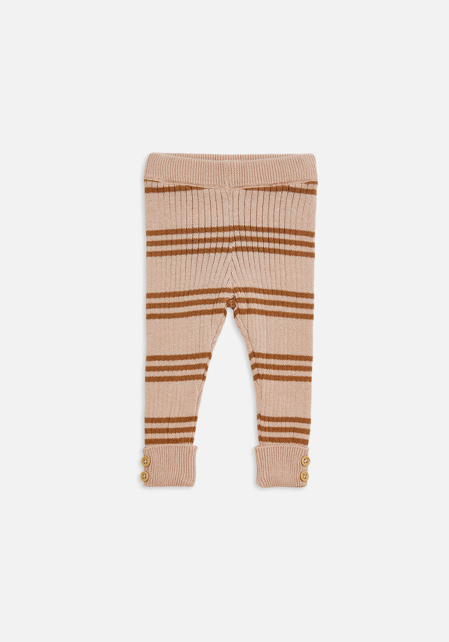 Miann &amp; Co Kids - Texture Rib Legging - Pink Tint Stripe