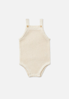 Miann & Co Baby - Chunky Knit Strap Bodysuit - Frost