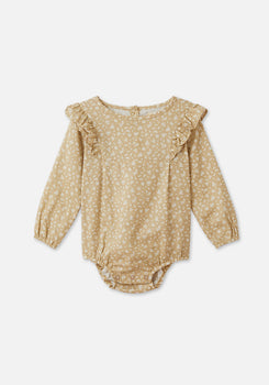 Miann & Co Baby - Long Sleeve Frill Bodysuit - Wheat Floral