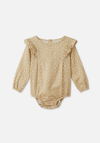 Miann & Co Baby - Long Sleeve Frill Bodysuit - Wheat Floral