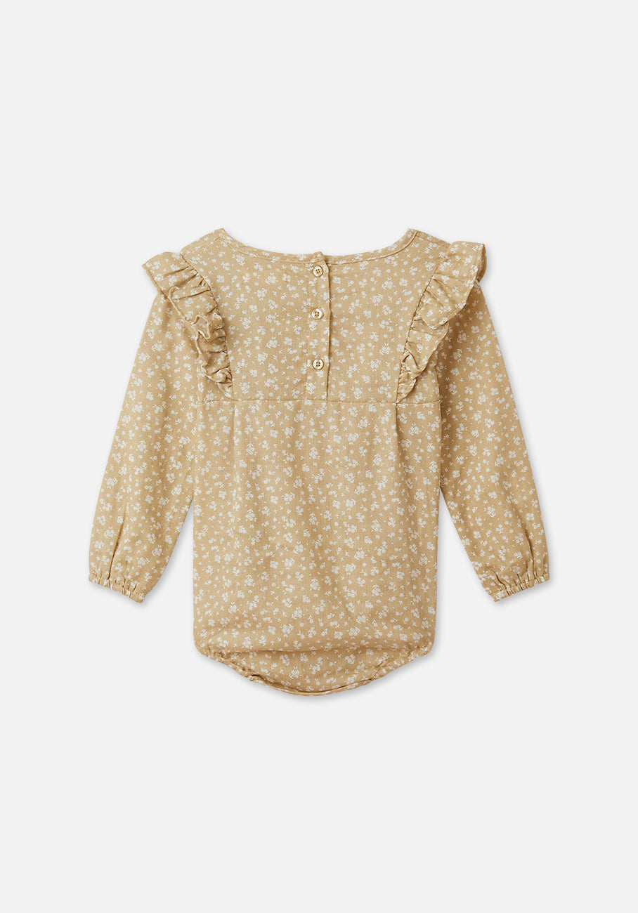 Miann &amp; Co Baby - Long Sleeve Frill Bodysuit - Wheat Floral