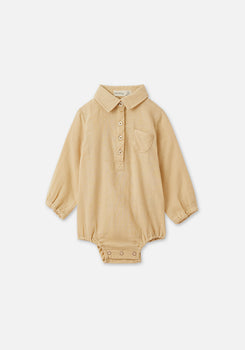 Miann & Co Baby - Long Sleeve Collared Bodysuit - Wheat