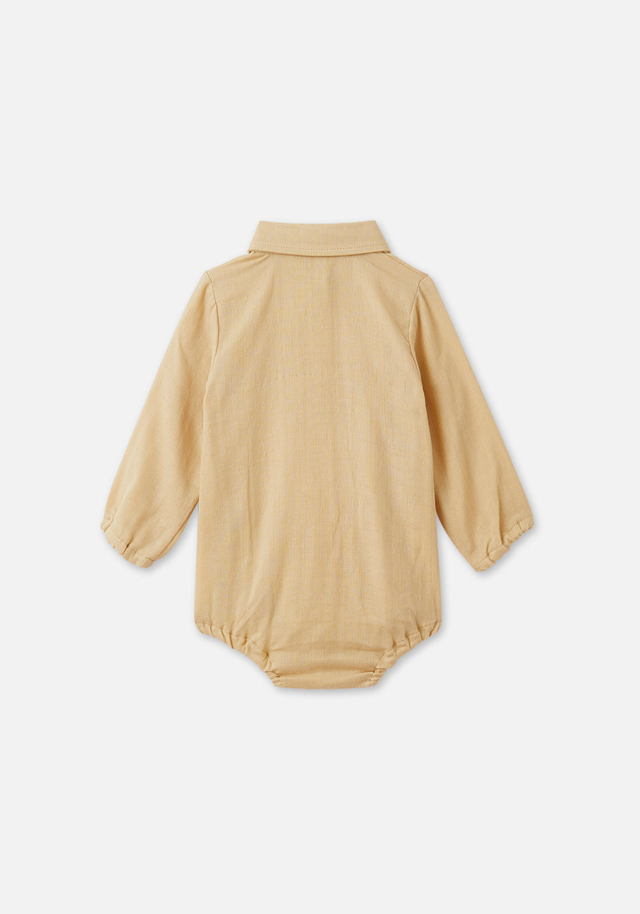 Miann &amp; Co Baby - Long Sleeve Collared Bodysuit - Wheat