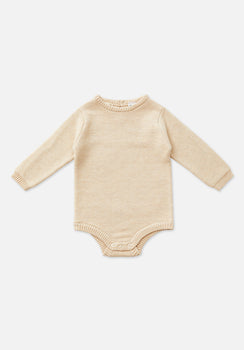 Miann & Co Baby - Long Sleeve Knit Bodysuit - Truffle