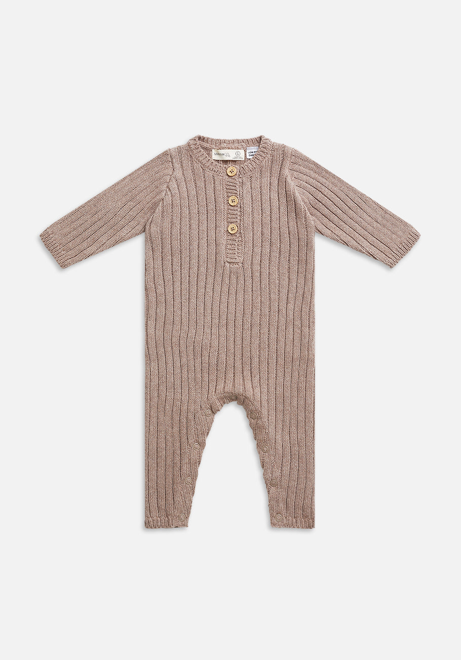 Miann &amp; Co Baby - Rib Knit Jumpsuit - Taupe